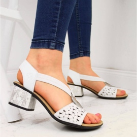Sandalias de piel con goma Rieker W RKR433 blanco 3