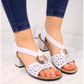 Sandalias de piel con goma Rieker W RKR433 blanco 4