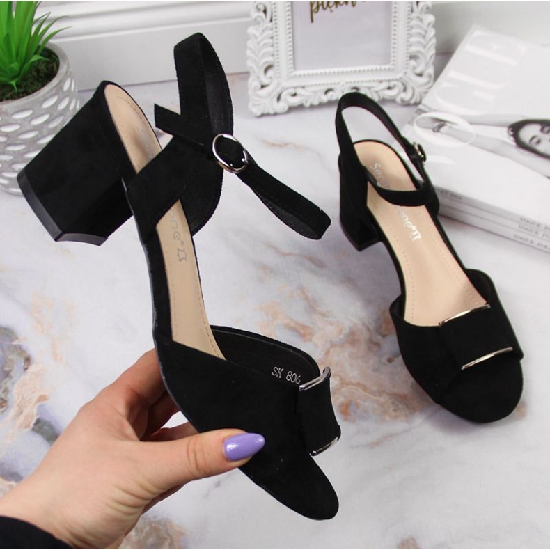 Sandalias en el puesto de Sergio Leone W SK139E negro 1