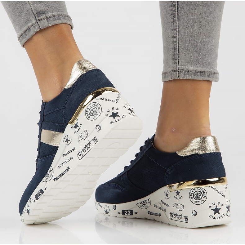 Zapatillas de cuero Filippo DP3550 / 22 Nv azul marino dorado 1