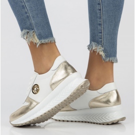 Zapatillas de cuero Filippo DP3547 / 22 Wh Go blanco dorado 2 Zapatillas de cuero Filippo DP3547 / 22 Wh Go blanco dorado 2