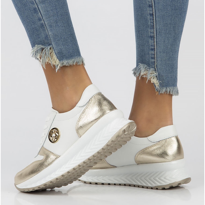 Zapatillas de cuero Filippo DP3547 / 22 Wh Go blanco dorado 2 Zapatillas de cuero Filippo DP3547 / 22 Wh Go blanco dorado 2