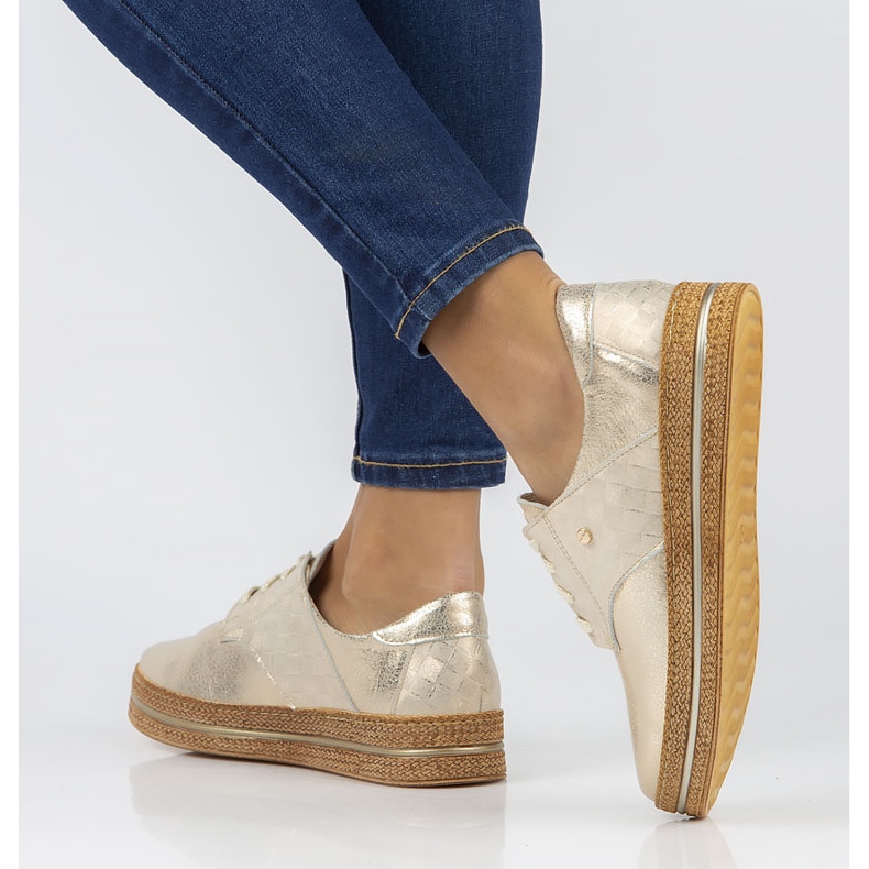 Zapatos de piel Filippo 10123 oro dorado 2