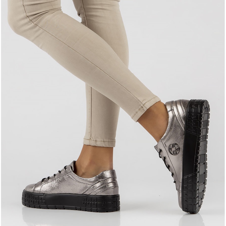 Deportivas de piel FILIPPO DP3528/22 Gn gun metal plata 1