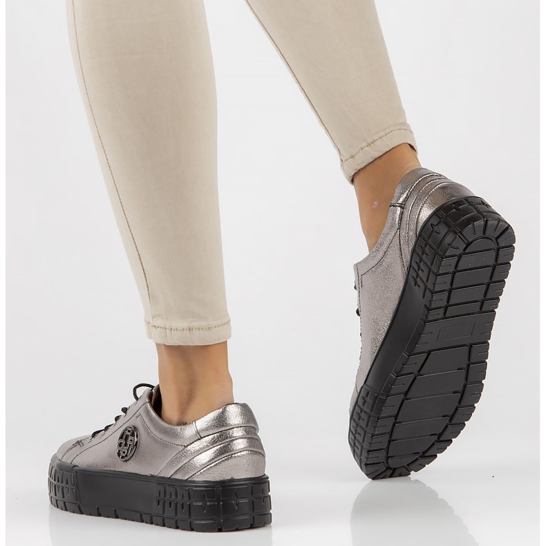 Deportivas de piel FILIPPO DP3528/22 Gn gun metal plata 2