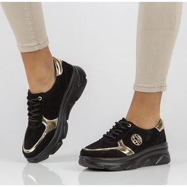 Zapatillas de cuero Filippo DP2138 / 22 Bk Go negro dorado 3