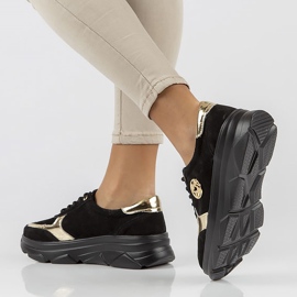 Zapatillas de cuero Filippo DP2138 / 22 Bk Go negro dorado 8