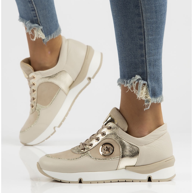 Deportivas de piel Filippo 141 beige 1