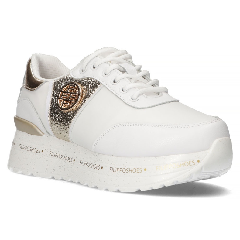 Zapatillas de cuero Filippo DP3688 / 22 Wh Go blanco dorado 1