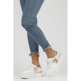 Zapatillas de cuero Filippo DP3688 / 22 Wh Go blanco dorado 5