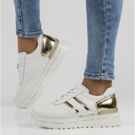 Zapatillas de cuero Filippo DP3689 / 22 Wh blanco dorado 6