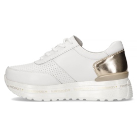 Zapatillas de cuero Filippo DP3689 / 22 Wh blanco dorado 4