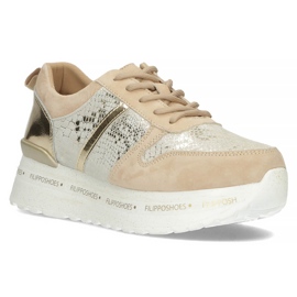 Zapatillas de cuero Filippo DP3691 / 22 Be Go beige dorado 4