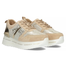 Zapatillas de cuero Filippo DP3691 / 22 Be Go beige dorado 5