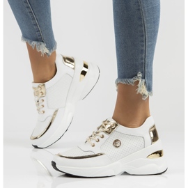 Zapatillas de cuero Filippo DP3655 / 22 Wh blanco dorado 8