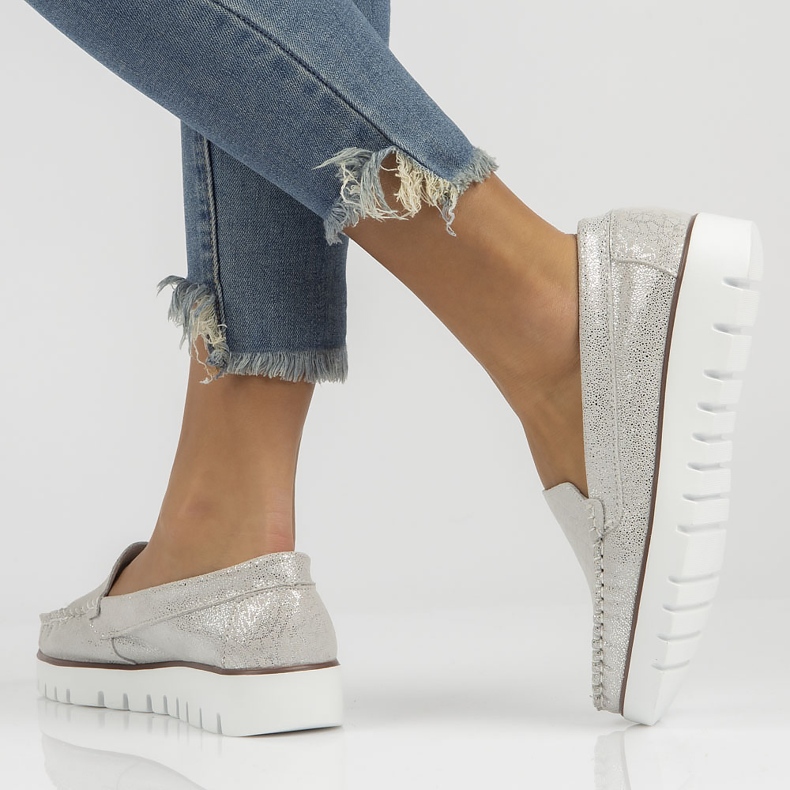 Mocasines de piel Filippo DP3534/22 Si plata 1