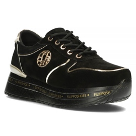 Zapatillas de cuero Filippo DP3558 / 22 Bk negro dorado 3