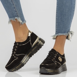 Zapatillas de cuero Filippo DP3558 / 22 Bk negro dorado 7