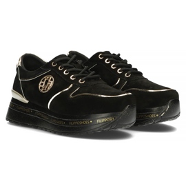 Zapatillas de cuero Filippo DP3558 / 22 Bk negro dorado 5