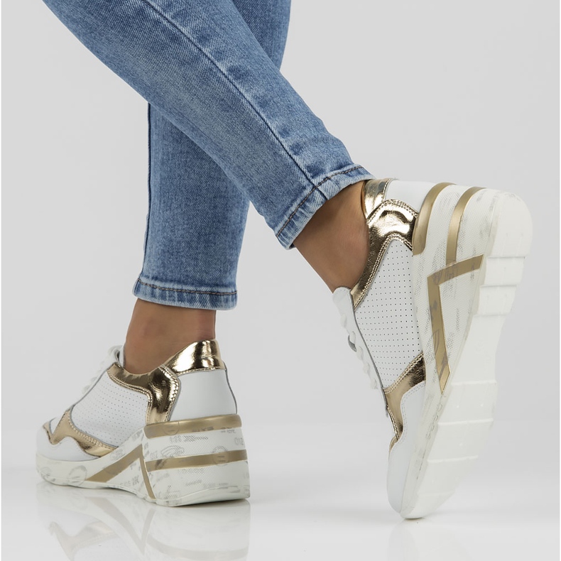 Zapatillas de cuero Filippo DP3693 / 22 Wh blanco dorado 1