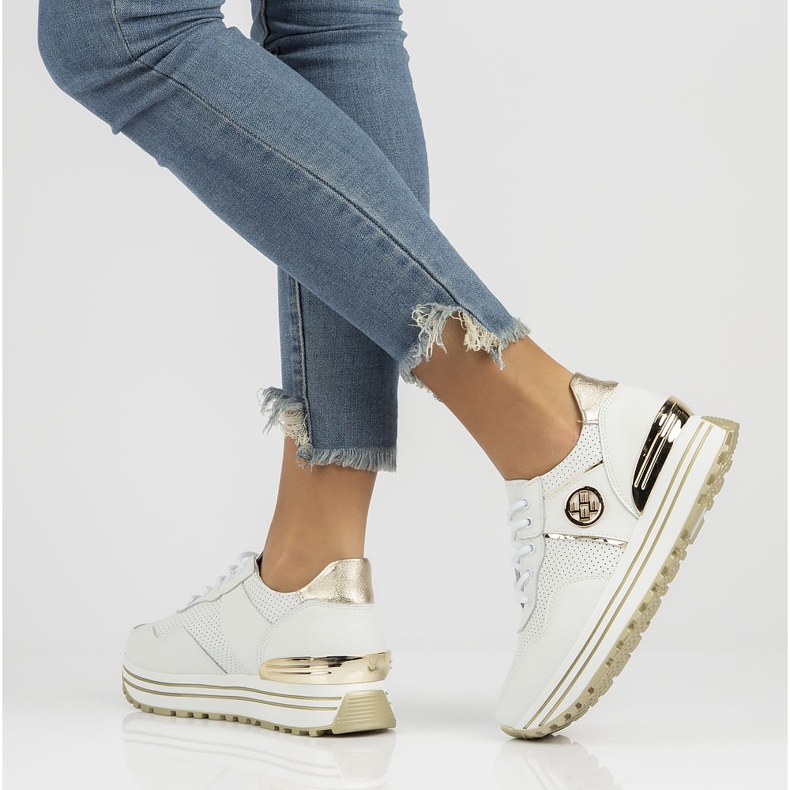 Zapatillas de cuero Filippo DP3538 / 22 Wh blanco 1