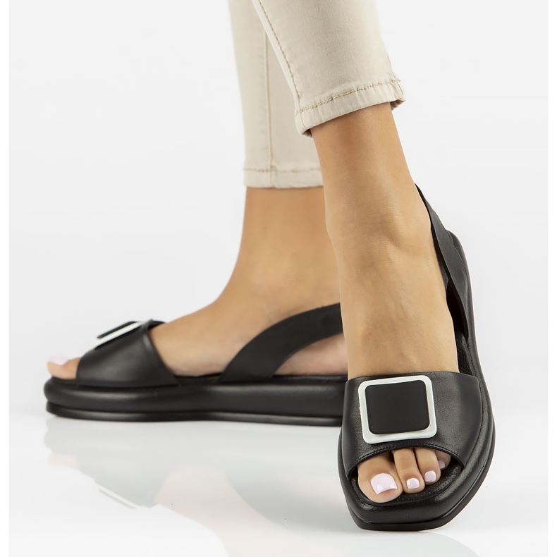 Sandalias de piel Filippo DS3902/22 Bk negro 1