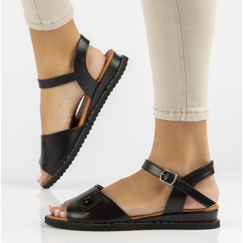 Sandalias de piel Filippo DS3913/22 Bk negro 2