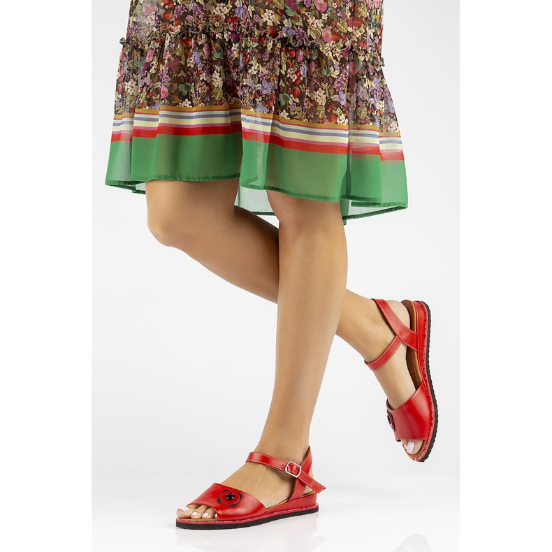 Rojo Filippo DS3913 / 22 Rd sandalias de cuero 2