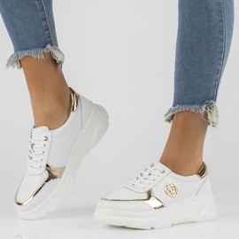 Zapatillas de cuero Filippo DP2138 / 22 Wh Go blanco dorado 5