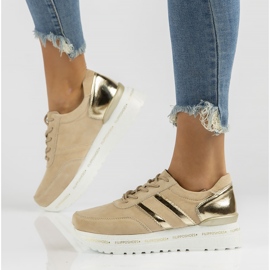 Zapatillas de cuero Filippo DP3689 / 22 Be beige dorado 6