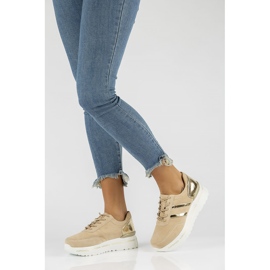 Zapatillas de cuero Filippo DP3689 / 22 Be beige dorado 4