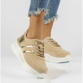 Zapatillas de cuero Filippo DP3689 / 22 Be beige dorado 5