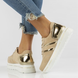 Zapatillas de cuero Filippo DP3689 / 22 Be beige dorado 7