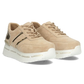 Zapatillas de cuero Filippo DP3689 / 22 Be beige dorado 3