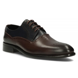 Zapatos de piel Filippo 3615 marrón Coffe Antiq azul marino 1