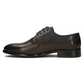 Zapatos de piel Filippo 3615 marrón Coffe Antiq azul marino 2