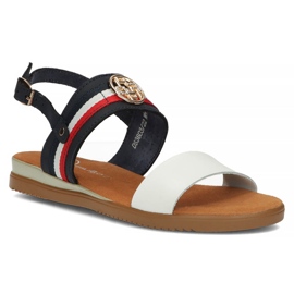 Sandalias de piel Filippo DS3603/22 Wh Nv blanco y azul marino 2