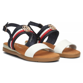 Sandalias de piel Filippo DS3603/22 Wh Nv blanco y azul marino 4