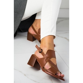Sandalias de piel con tacón LA.FI marrón 3
