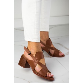 Sandalias de piel con tacón LA.FI marrón 1