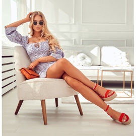 FW1 Sandalias De Mujer Con Cuña Con Zirconia Cúbica Linette Rojo 2 FW1 Sandalias De Mujer Con Cuña Con Zirconia Cúbica Linette Rojo 2