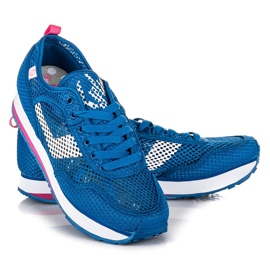 Kylie Zapatos deportivos de malla blanco azul rosado 5