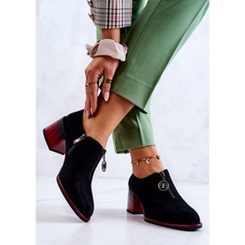 S.Barski Zapatos de gamuza de moda en un poste de Lorena negro y rojo. 3