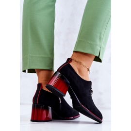 S.Barski Zapatos de gamuza de moda en un poste de Lorena negro y rojo. 5