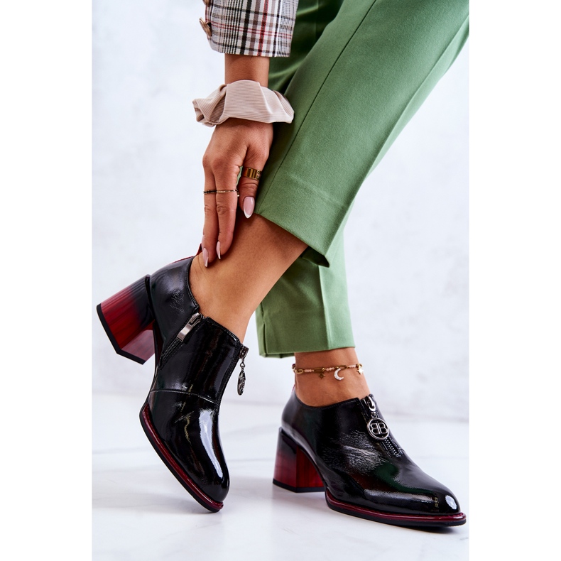S.Barski Zapatos de moda lacados en un poste de Lorena negro y rojo. 2