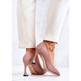 S.Barski Zapatos de tacón Tamira de cuero de moda rosa rosado 8