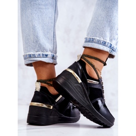 S.Barski Deportivas De Piel Rayana Negra Con Cuña negro 4