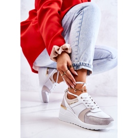 S.Barski Deportivas de piel con cuña blanca y gris Rayana blanco 1