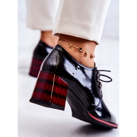 S.Barski Zapato lacado con cremallera en negro y rojo Laurosa 5