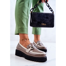 S.Barski Mocasines Mujer Lacados Beige-Blanco Cassida 4